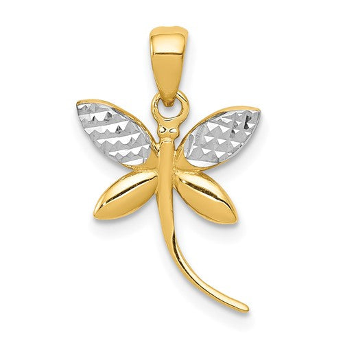 14k-w-rhodium-d-c-and-polished-dragonfly-pendant-SolomonJeweler-Wichita-KS-CustomJewelry