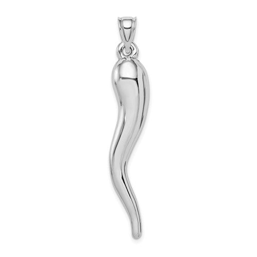 14k-white-gold-hollow-3d-italian-horn-pendant-SolomonJeweler-Wichita-KS-CustomJewelry