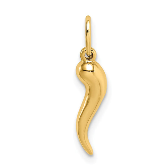 14k Hollow Italian Horn Pendant - Solomon Jewelers