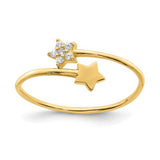 14K yellow gold CZ star ring featuring a sparkling star design, crafted by Solomon Jewelers.