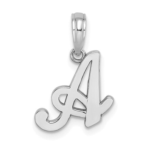 14kw-white-gold-script-letter-a-initial-pendant-SolomonJeweler-Wichita-KS-CustomJewelry