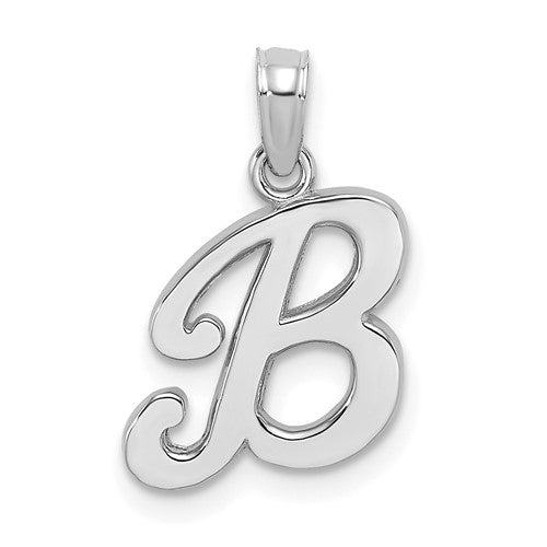 14kw-white-gold-script-letter-b-initial-pendant-SolomonJeweler-Wichita-KS-CustomJewelry