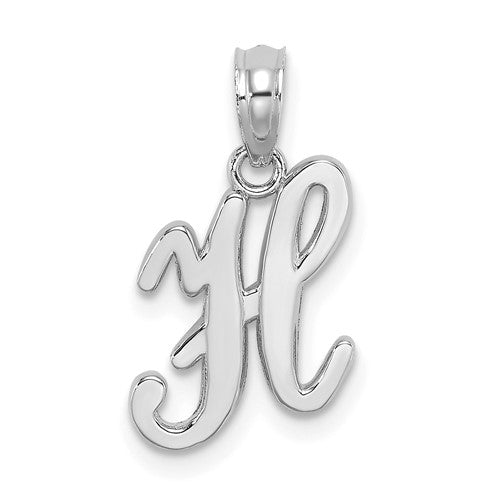 14kw-white-gold-script-letter-h-initial-pendant-SolomonJeweler-Wichita-KS-CustomJewelry