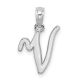 14kw-white-gold-script-letter-v-initial-pendant-SolomonJeweler-Wichita-KS-CustomJewelry