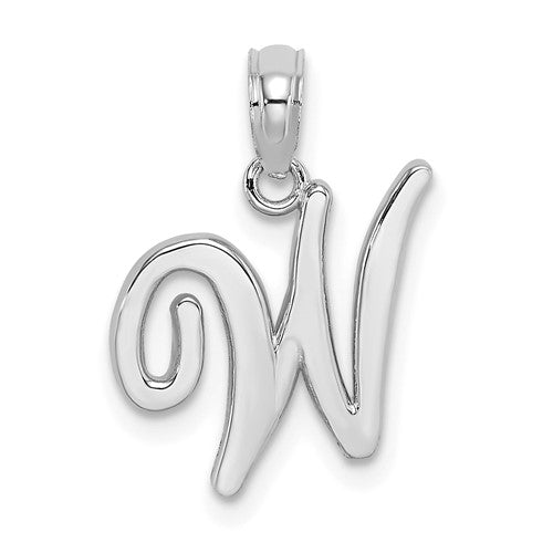 14kw-white-gold-script-letter-w-initial-pendant-SolomonJeweler-Wichita-KS-CustomJewelry