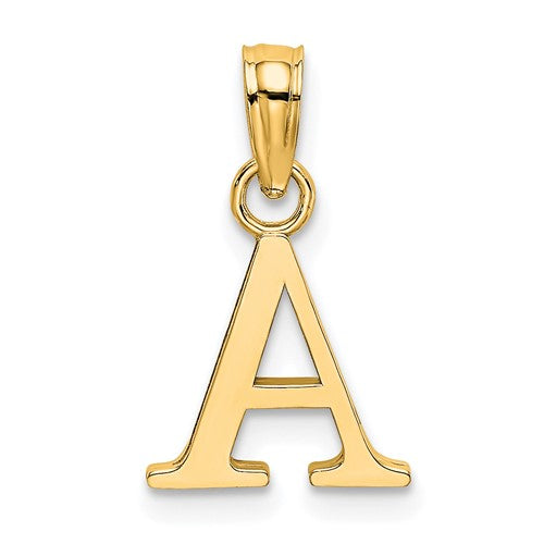 14ky-polished-block-letter-a-initial-pendant-SolomonJeweler-Wichita-KS-CustomJewelry