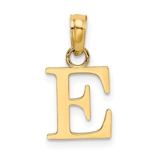 14k-polished-block-letter-e-initial-pendant-SolomonJeweler-Wichita-KS-CustomJewelry