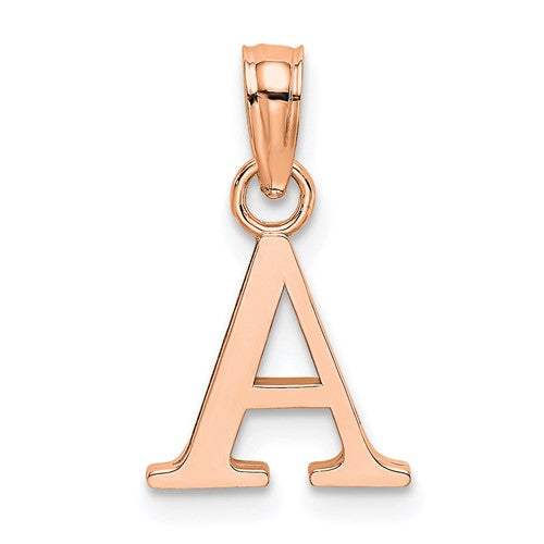 14k-rose-gold-polished-block-letter-a-initial-pendant-SolomonJeweler-Wichita-KS-CustomJewelry
