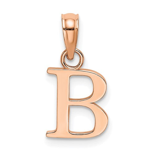 14k-rose-gold-polished-block-letter-b-initial-pendant-SolomonJeweler-Wichita-KS-CustomJewelry