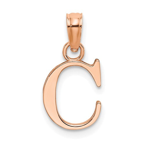 14k-rose-gold-polished-block-letter-c-initial-pendant-SolomonJeweler-Wichita-KS-CustomJewelry