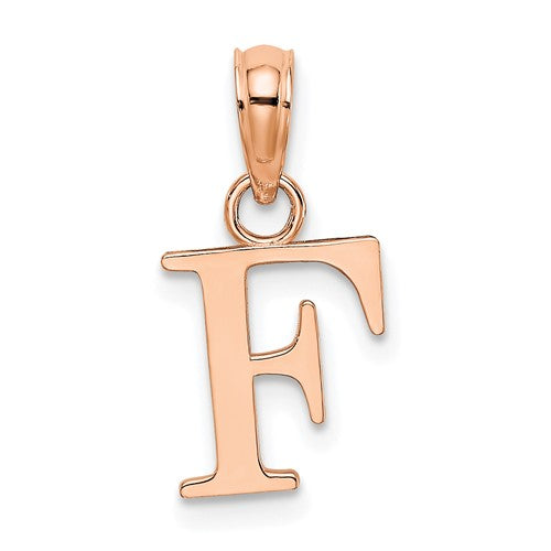 14k-rose-gold-polished-block-letter-f-initial-pendant-SolomonJeweler-Wichita-KS-CustomJewelry