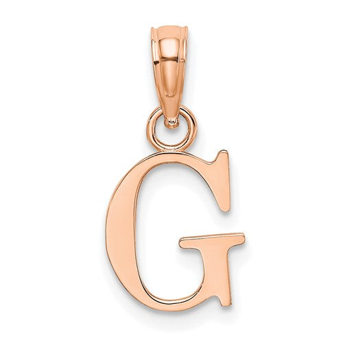 14k-rose-gold-polished-block-letter-g-initial-pendant-SolomonJeweler-Wichita-KS-CustomJewelry