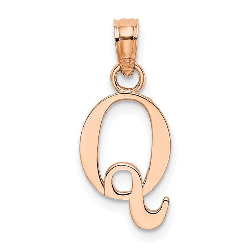 14k-rose-gold-polished-block-letter-q-initial-pendant-SolomonJeweler-Wichita-KS-CustomJewelry