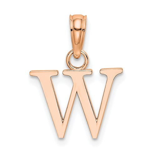14k-rose-gold-polished-block-letter-w-initial-pendant-SolomonJeweler-Wichita-KS-CustomJewelry