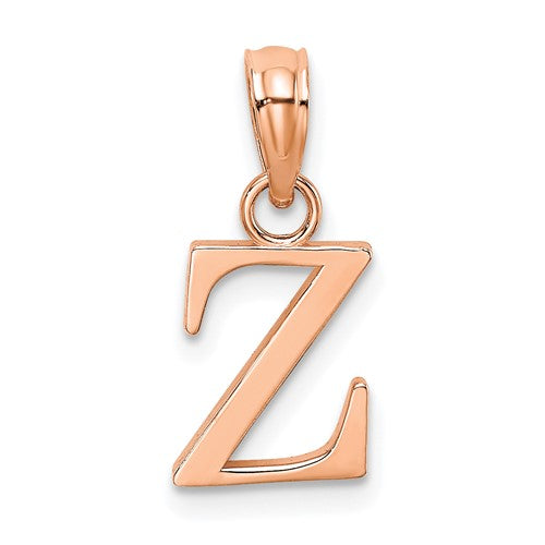 14k-rose-gold-polished-block-letter-z-initial-pendant-SolomonJeweler-Wichita-KS-CustomJewelry