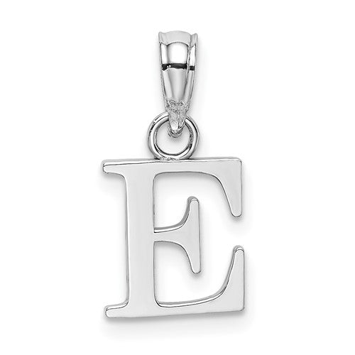 14k-white-gold-polished-block-letter-e-initial-pendant-SolomonJeweler-Wichita-KS-CustomJewelry