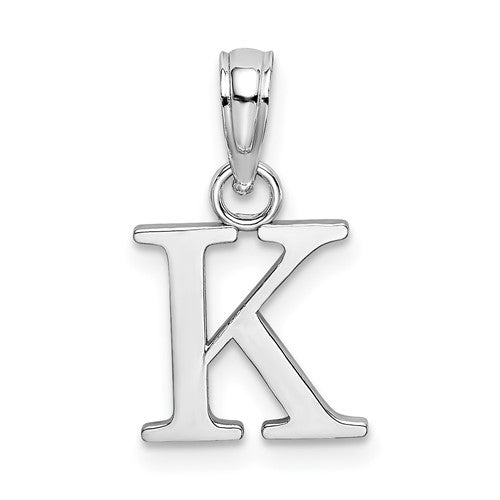 14k-white-gold-polished-block-letter-k-initial-pendant-SolomonJeweler-Wichita-KS-CustomJewelry