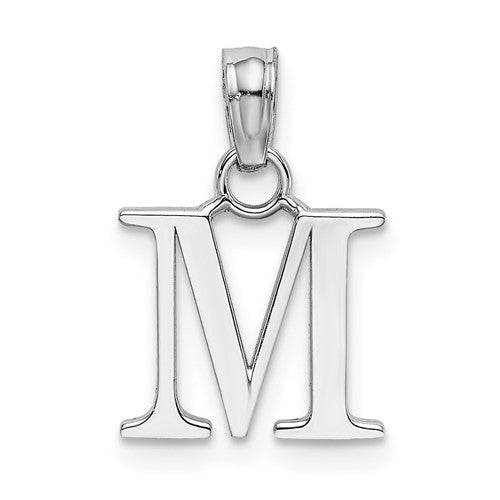 14k-white-gold-polished-block-letter-m-initial-pendant-SolomonJeweler-Wichita-KS-CustomJewelry