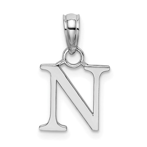 14k-white-gold-polished-block-letter-n-initial-pendant-SolomonJeweler-Wichita-KS-CustomJewelry