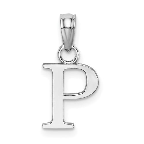 14k-white-gold-polished-block-letter-p-initial-pendant-SolomonJeweler-Wichita-KS-CustomJewelry