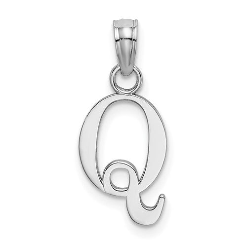14k-white-gold-polished-block-letter-q-initial-pendant-SolomonJeweler-Wichita-KS-CustomJewelry
