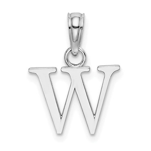14k-white-gold-polished-block-letter-w-initial-pendant-SolomonJeweler-Wichita-KS-CustomJewelry