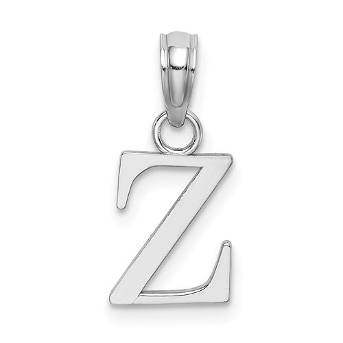 14k-white-gold-polished-block-letter-z-initial-pendant-SolomonJeweler-Wichita-KS-CustomJewelry