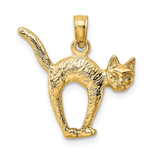 14k-3-d-textured-arch-back-and-raised-tail-cat-charm-SolomonJeweler-Wichita-KS-CustomJewelry