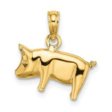 14k-3-d-polished-pig-with-curly-tail-charm-SolomonJeweler-Wichita-KS-CustomJewelry