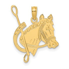 14k-textured-horse-head-and-shoe-charm-SolomonJeweler-Wichita-KS-CustomJewelry