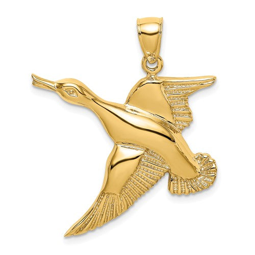 14k-textured-flying-duck-charm-SolomonJeweler-Wichita-KS-CustomJewelry