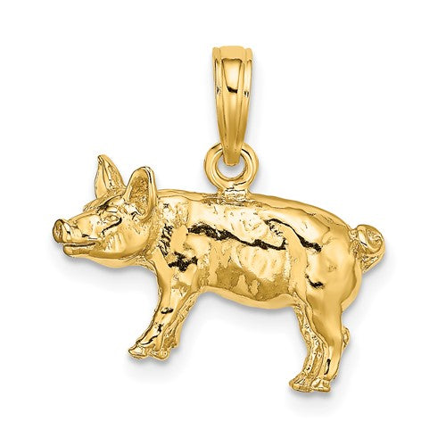 14k-3-d-textured-farm-pig-charm-SolomonJeweler-Wichita-KS-CustomJewelry