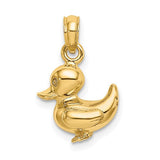 14K gold duckling charm pendant with 3-D design, crafted by Solomon Jewelers, perfect for necklaces or charm bracelets.