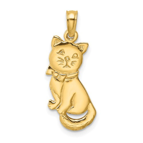14k-3-d-polished-and-bow-sitting-cat-charm-SolomonJeweler-Wichita-KS-CustomJewelry