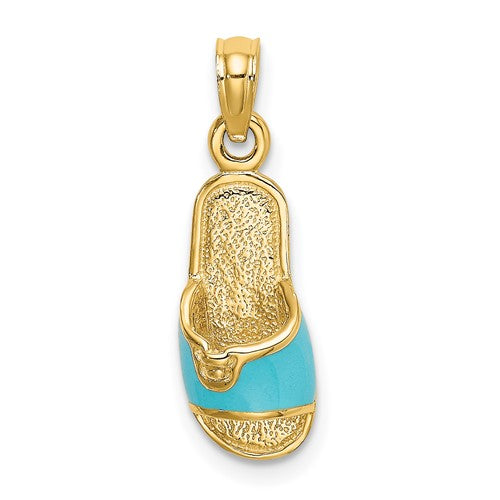 14k-3d-w-aqua-enamel-summer-slipper-charm-SolomonJeweler-Wichita-KS-CustomJewelry