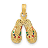 14k-3d-w-multi-color-enamel-double-flip-flop-charm-SolomonJeweler-Wichita-KS-CustomJewelry