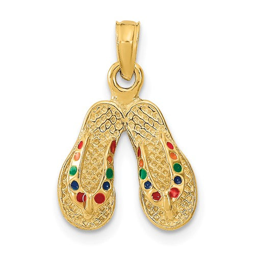 14k-3d-w-multi-color-enamel-double-flip-flop-charm-SolomonJeweler-Wichita-KS-CustomJewelry