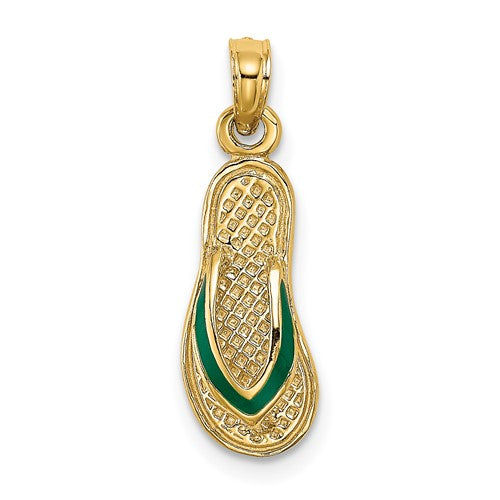 14k-3d-w-green-enamel-single-flip-flop-charm-SolomonJeweler-Wichita-KS-CustomJewelry