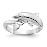14k white gold dolphin ring with detailed dolphin design, crafted by Solomon Jewelers, suitable for elegant jewelry collection.