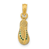 14k-3d-w-green-enamel-single-flip-flop-pendant-SolomonJeweler-Wichita-KS-CustomJewelry