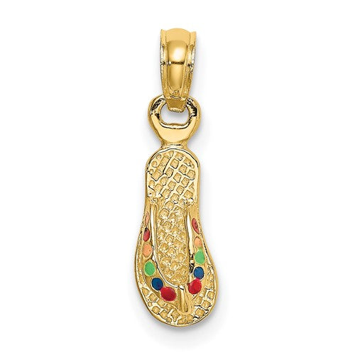 14k-3d-w-multi-color-enamel-single-flip-flop-charm-SolomonJeweler-Wichita-KS-CustomJewelry