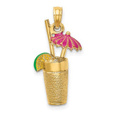 14k-3-d-cocktail-drink-w-fuschia-enamel-umbrella-and-lime-charm-SolomonJeweler-Wichita-KS-CustomJewelry