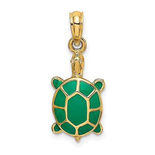 14k-green-enamel-tortoise-charm-SolomonJeweler-Wichita-KS-CustomJewelry