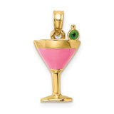 14k-pink-enameled-cosmo-martini-w-olive-charm-SolomonJeweler-Wichita-KS-CustomJewelry