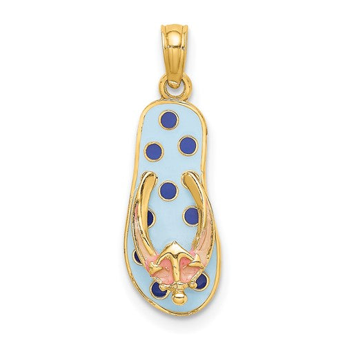 14k-3d-enamel-anchor-on-blue-polka-dot-flip-flop-charm-SolomonJeweler-Wichita-KS-CustomJewelry