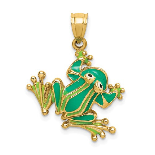 14k-green-enameled-2-d-frog-charm-SolomonJeweler-Wichita-KS-CustomJewelry