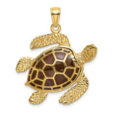 14k-3-d-brown-enamel-large-sea-turtle-charm-SolomonJeweler-Wichita-KS-CustomJewelry