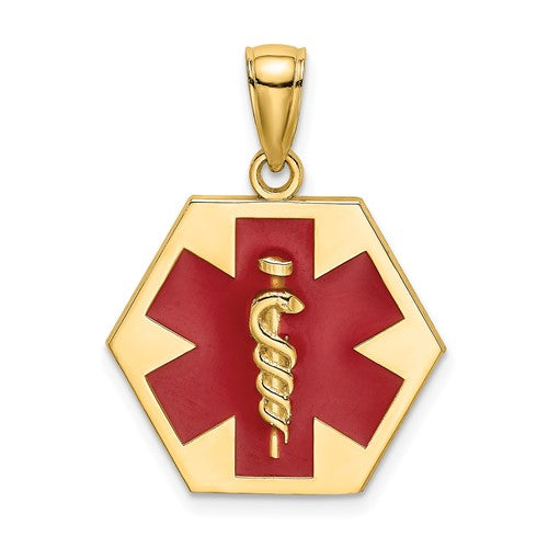 14k-enameled-textured-back-caduceus-medical-disc-SolomonJeweler-Wichita-KS-CustomJewelry