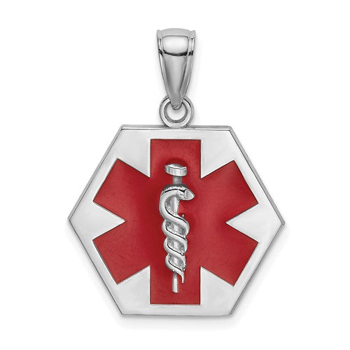 14k-white-gold-enameled-textured-back-caduceus-medical-disc-SolomonJeweler-Wichita-KS-CustomJewelry