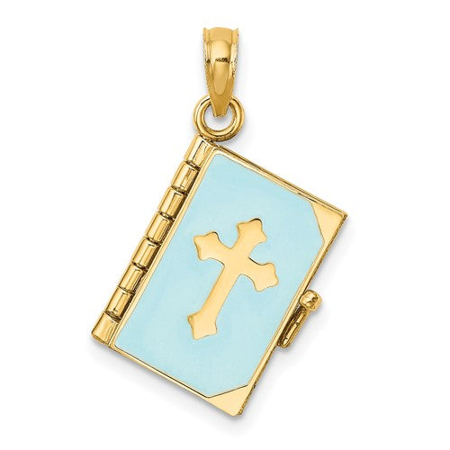 14k-3-d-blue-enamel-bible-book-w-moveable-pages-charm-SolomonJeweler-Wichita-KS-CustomJewelry